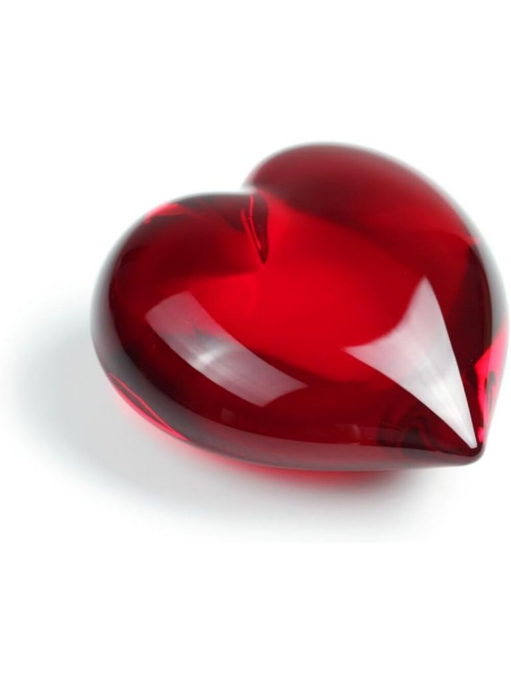 Hand Blown Murano Style Red Heart Paperweight - Art Glass Keepsake for